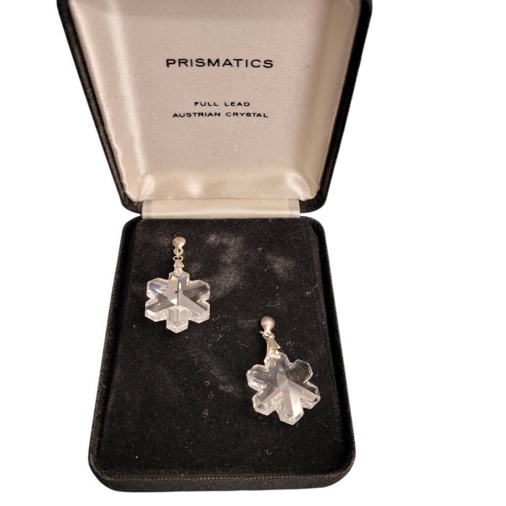 Vintage Austrian Crystal Sterling Silver Snowflake Daisy Flower Necklace Set - Picture 3 of 8